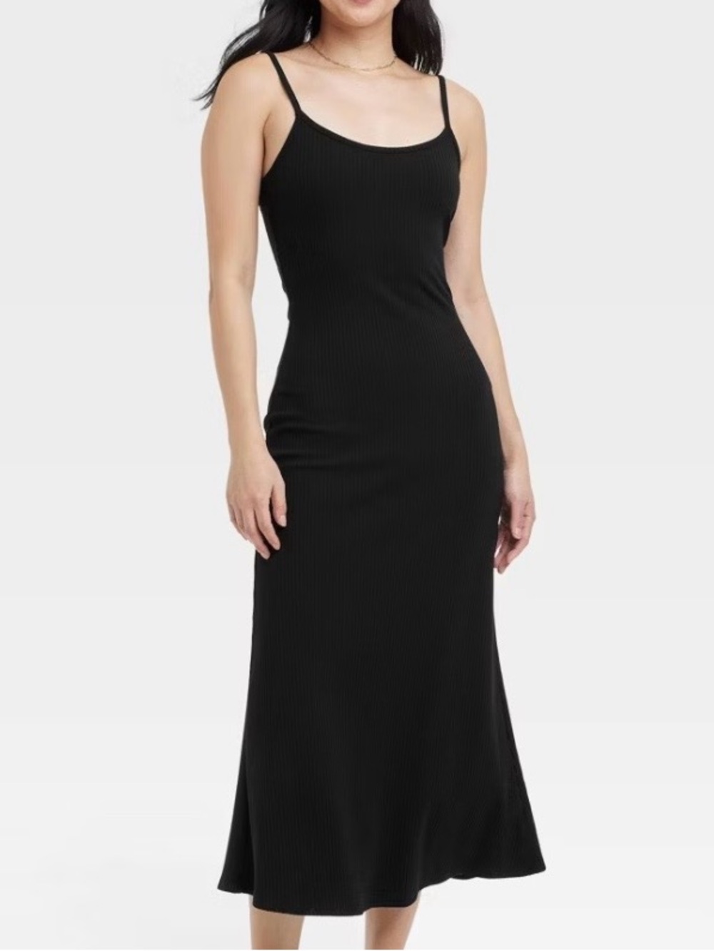 Perfect Fall To Winter Black Ribbed Dress with Adjustable Straps